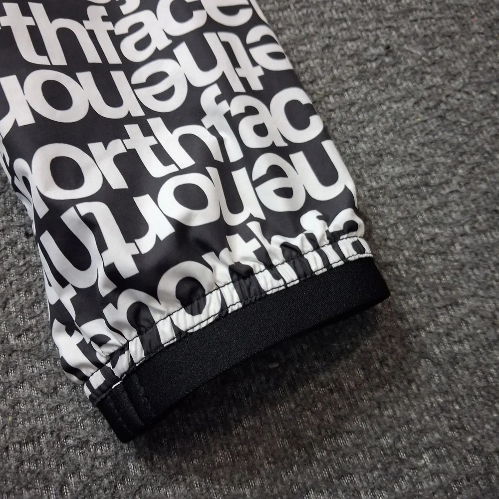 The North Face Mens Windwall Jacket Black White All Over Logo Print Large L